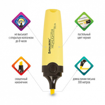 Набор текстовыделителей 12 ЦВЕТОВ на подставке, BRAUBERG "DELTA", линия 1-5 мм, 151737