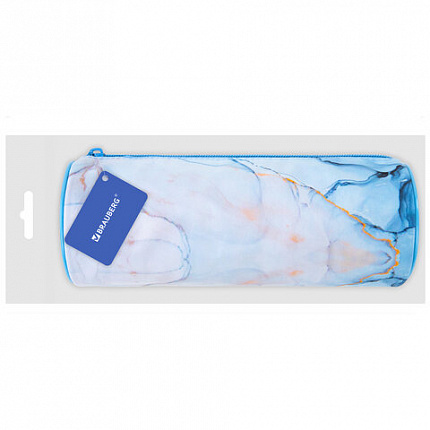 Пенал-тубус BRAUBERG, с эффектом Soft Touch, мягкий, "Blue marble", 22х8 см, 271570