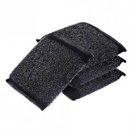 Губка-скрабер 11х10х1,5 см, поролон + металлическая оплетка, КОМПЛЕКТ 4 штуки, посуда, уборка, LAIMA, 700059