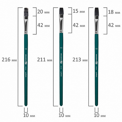 Кисти художественные набор 15 шт + мастихин в пенале, синие, синтетика, BRAUBERG ART