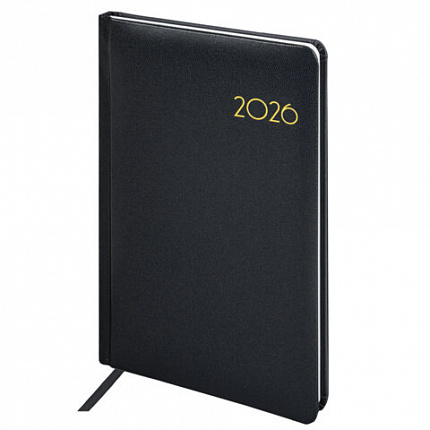 Еженедельник датированный 2026, А5, 145х215 мм, BRAUBERG "Select", балакрон, черный, 117182