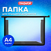 Папка для тетрадей А4 ПИФАГОР, пластик, молния сверху, прозрачная, черный, 272107