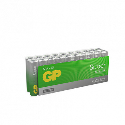 Батарейки КОМПЛЕКТ 20 шт., GP Super G-Tech, AAA (LR03, 24А), алкалиновые, мизинчиковые, 24A-2CRVS20, GP 24A-2CRVS20