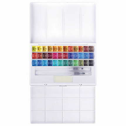 Акварель художественная кюветы НАБОР 36 цветов по 3,5 г, пластиковый кейс, BRAUBERG ART CLASSIC, 191771