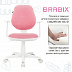 Кресло детское BRABIX "Fancy MG-201W", с подлокотниками, пластик белый, ткань вельветовая, розовое, 533009