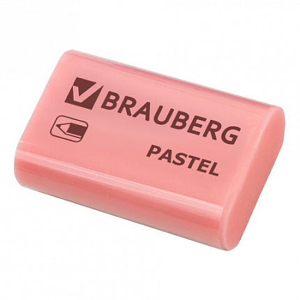 Ластик BRAUBERG "Pastel", 37х24х11мм, ассорти пастельных цветов, экологичный ПВХ, 229582