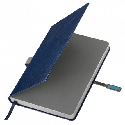 Ежедневник датированный 2026 А5 138x213 мм, BRAUBERG "Inspiration", под кожу, цветной срез, синий, 117474