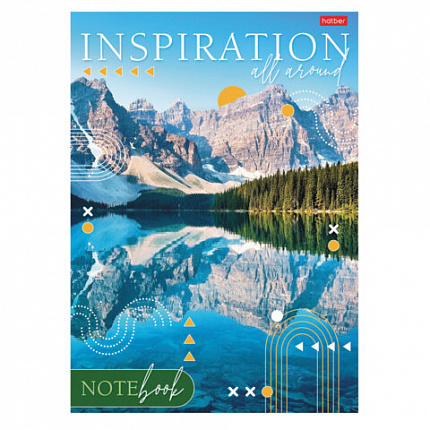 Тетрадь А4 80 л., HATBER, скоба, линия, глянцевая ламинация, тиснение, "Вдохновение вокруг" (микс), 083173, 80Т4лтВ2