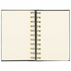 Скетчбук, слоновая кость 140 г/м2 90х140 мм, 80 л., КОЖЗАМ, гребень, BRAUBERG ART CLASSIC, черный, 116474