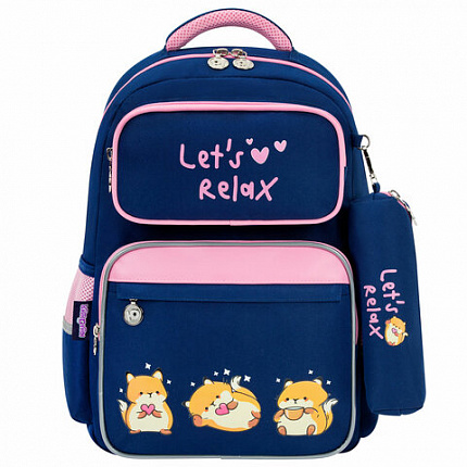 Рюкзак ЮНЛАНДИЯ COMPLETE с пеналом в комплекте, эрго-спинка, "Relaxing cats", 42х29х14 см, 273121