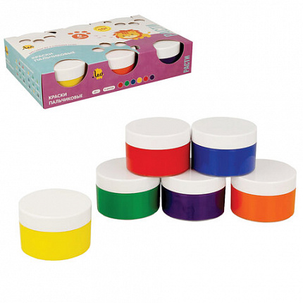 Краски пальчиковые для малышей от 1 года ЛЕО "Расти", 6 цветов по 70 мл, LFINP-006