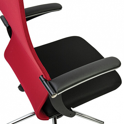 Кресло офисное BRABIX PREMIUM "Ultimate EX-801" хром, плотная двойная сетка Х2, черное/красное, 532921