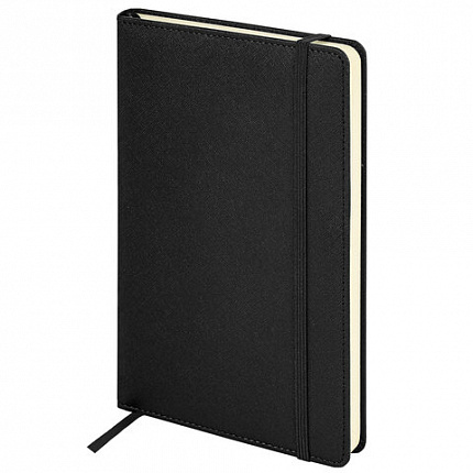 Ежедневник недатированный А5 138х213 мм, BRAUBERG "Base", под кожу, 160 л., черный, 116255