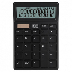 Калькулятор настольный BRAUBERG CH-12-BK (153х103 мм), 12 разрядов, двойное питание, черный, 272958