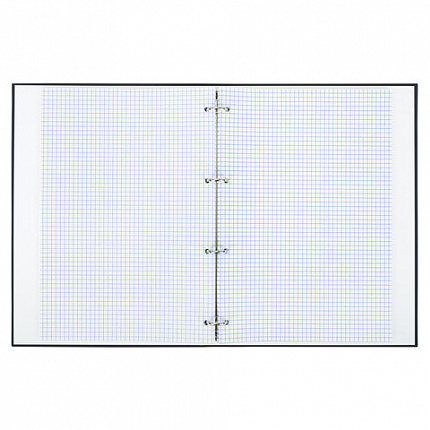 Тетрадь на кольцах БОЛЬШАЯ А4, 215х305 мм, 100 л., твердый картон, клетка, BRAUBERG, "Minimal black", 405408