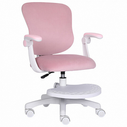 Кресло детское с подставкой для ног BRABIX "Sky MG-206", велюр, розовое, 533154