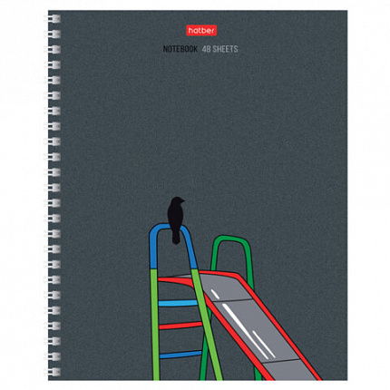 Тетрадь А5 48 л., HATBER гребень, клетка, выборочный лак, "За окном" (микс в спайке), 089025, 48Т5вмВ1гр