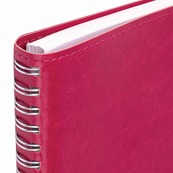 Бизнес-тетрадь на гребне А5 148x218 мм, BRAUBERG "Office PRO", под кожу, клетка, 80 л., розовая, 111042