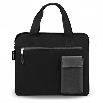 Сумка для документов STAFF DELEGATE на молнии, два кармана, полиэстер, черная/серая, 30х34х2 см, 272619