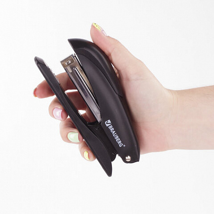 Степлер №24/6, 26/6 металлический BRAUBERG "Office-Expert", до 25 листов, черный, 228593