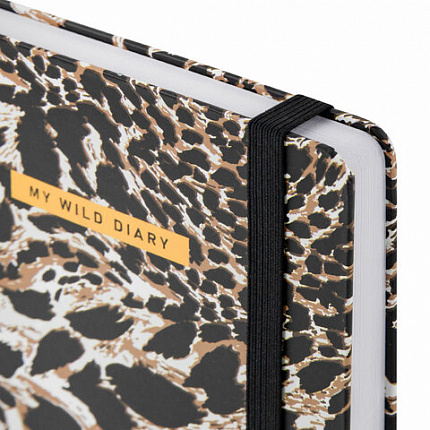 Ежедневник недатированный с резинкой А5 145х203 мм, BRAUBERG, твердый, фольга, 128 л., "Leopard", 116291