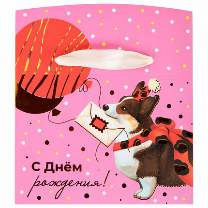 Пакет-коробка подарочный (1 штука) ассорти "Яркий"/ "Королевский Корги", 15х9х11 см, тиснение фольгой, ламинация, 90069, 90073, 90069