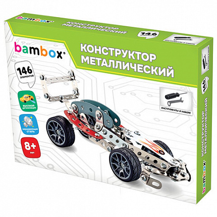 Конструктор металлический "Гоночный болид", с подвижными деталями, 146 элементов, BAMBOX (БАМБОКС), 666365