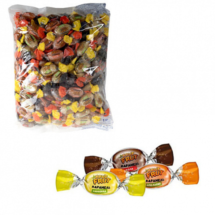Карамель с шипучей начинкой KRUTFRUT со вкусом колы, апельсина, лимона, 1 кг, РВК758