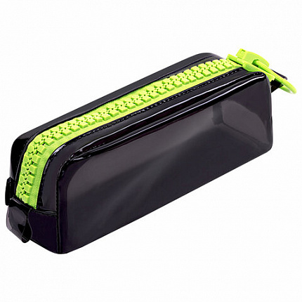 Пенал BRAUBERG с объемной "тракторной" молнией, 1 отделение, ПВХ, 22х8х6,5 см, "Neon green", 271564