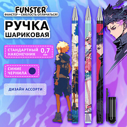 Ручка шариковая с принтом FUNSTER (ФАНСТЕР) STICK "ANIME", СИНЯЯ, SOFT TOUCH покрытие, узел 0,7 мм, линия 0,35 мм, 144392
