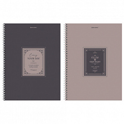 Тетрадь А4, 120 л., BRAUBERG, гребень, клетка, матовая ламинация, "Винтаж", 405644