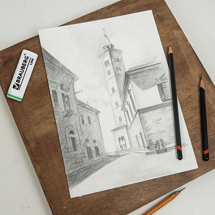 Ластик BRAUBERG "Partner", 57х18х8 мм, белый, прямоугольный, скошенные края, 221036