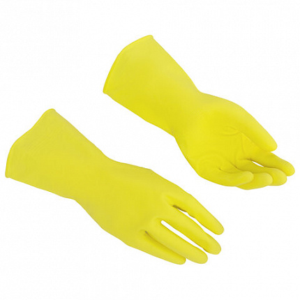 Перчатки VILEDA многоцелевые латексные МНОГОРАЗОВЫЕ х/б напыл ПРОЧНЫЕ XL (оч.большой) желтый 174377
