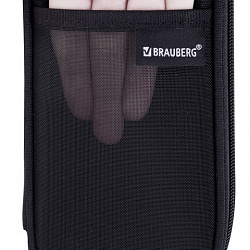 Пенал-органайзер BRAUBERG, 1 отделение, откидная планка, полиэстер, 22х10х6 см, "Total black", 273577
