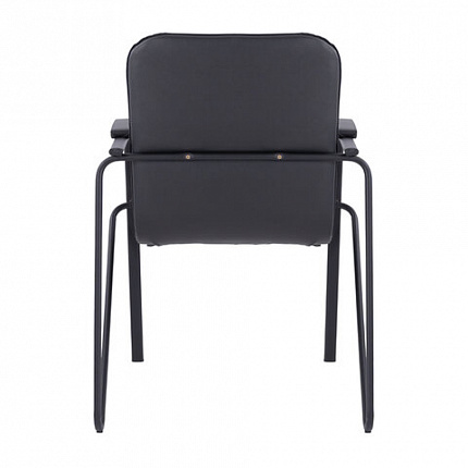 Кресло для приемных и переговорных BRABIX "Samba CF-107", черный каркас, кожзам черный, собранное, 533189