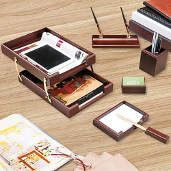 Набор подарочный настольный BESTAR "Apollon" из дерева, 7 предметов, цвет "красное дерево", 236353