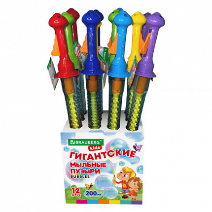 Мыльные пузыри ГИГАНТСКИЕ, 200 мл, дисплей, BRAUBERG KIDS, 666206