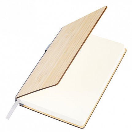 Ежедневник недатированный А5 145х213мм BRAUBERG "Bamboo", резинка, держатель, 160л, коричневый, 117137