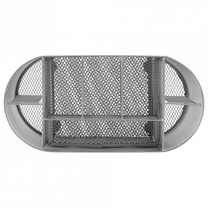 Подставка-органайзер металлическая BRAUBERG "Germanium", 9 секций, 105х220х110 мм, серебро, 237419