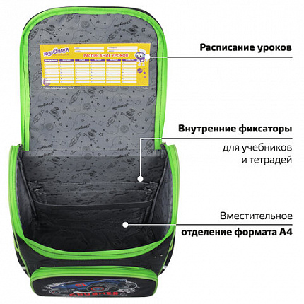 Ранец ЮНЛАНДИЯ WISE, 1 отделение, 3 кармана, устойчивое дно, "Crusher", 37x29х15 см, 271399