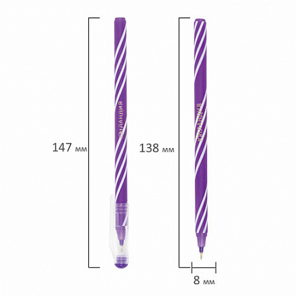 Ручка шариковая масляная ЮНЛАНДИЯ "CANDY", СИНЯЯ, корпус ассорти, узел 0,6 мм, линия письма 0,3 мм, 143019