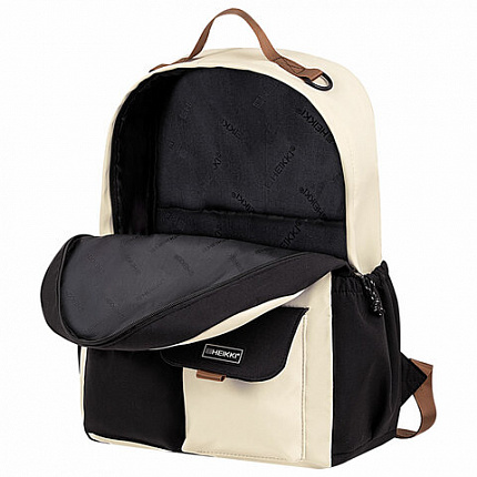 РЕЗЕРВ Рюкзак HEIKKI EDITION универсальный, 6 карманов, бежевый - черный, 42х30х14см,, 272541