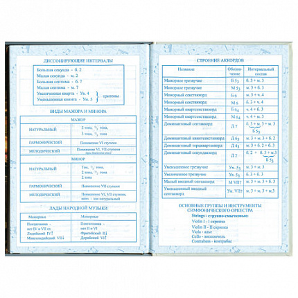 Дневник для музыкальной школы 140х210 мм, 48 л., твердый, BRAUBERG, справочный материал, "Концерт", 103279