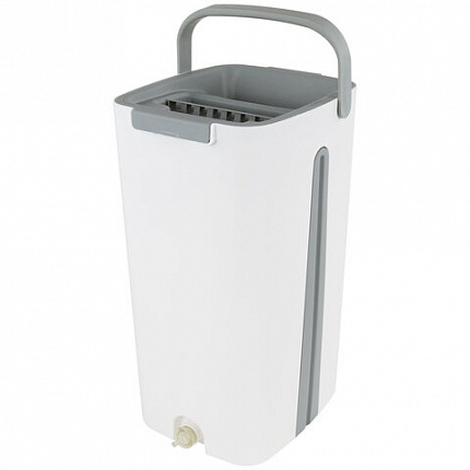 Швабра с отжимом и ведром 11л/9л, двухкамерное, ProClean, насадка из микрофибры карманы с 2-х сторон, белый, LAIMA, 607979