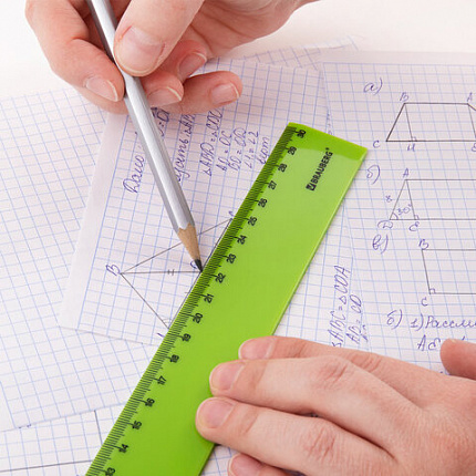 Линейка пластиковая 30 см BRAUBERG "NEON", непрозрачная, ассорти, 210751