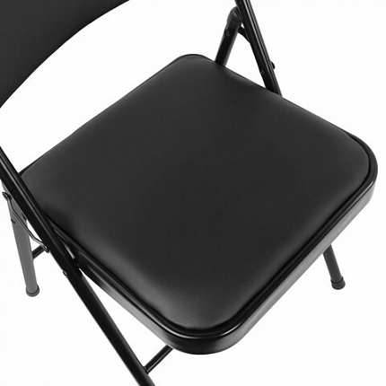 Стул складной BRABIX "Golf Plus CF-003 Комфорт", черный каркас, кожзам черный, 531566