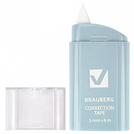 Корректирующая лента BRAUBERG COMPACT PASTEL, 5 мм х 6 м, КОМПЛЕКТ 6 штук, пенал с zip-lock, 272496