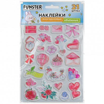 Наклейки объемные "Вдохновение", 19х15 см, ассорти 12 видов, FUNSTER (ФАНСТЕР), 666088