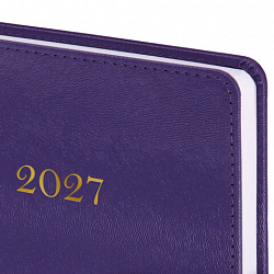 Ежедневник датированный 2027 А5 138х213мм BRAUBERG Elegant, под кожу, застежка, фиолетовый, 118015