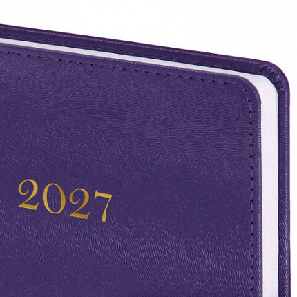 Ежедневник датированный 2027 А5 138х213мм BRAUBERG Elegant, под кожу, застежка, фиолетовый, 118015